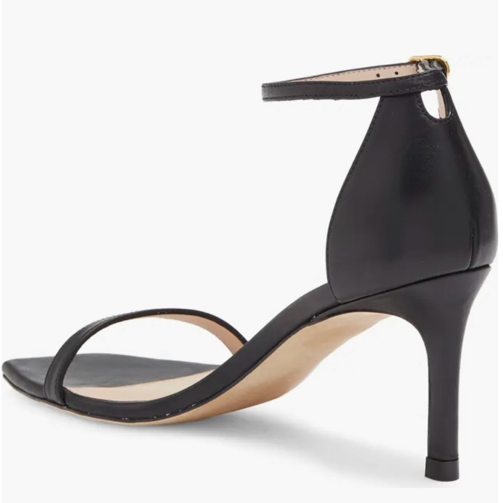 STUART WEITZMAN Amelina 75 Leather Ankle Strap Heel Sandals Black Size 12 US